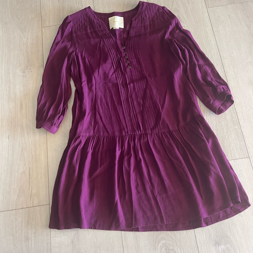 Maeve Purple Pleated Smocked Sundress